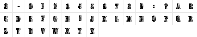 Lettres ombrees Regular  glyph index