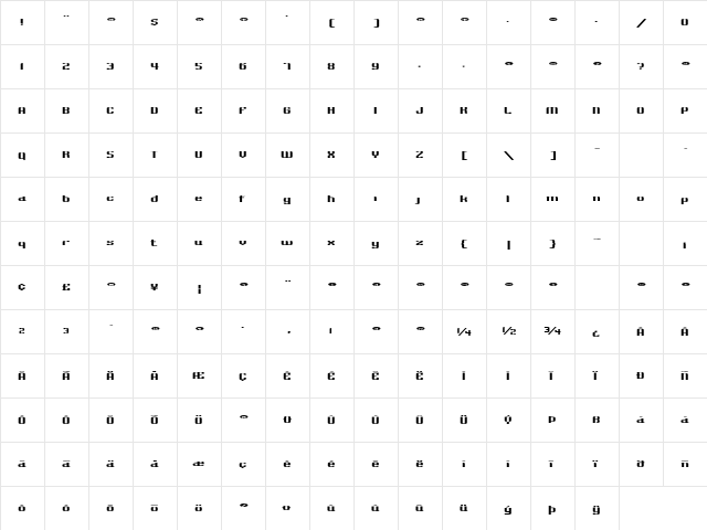 Badloc ICG Compression Regular  glyph index