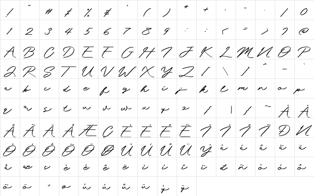 Mengkengs Regular  glyph index
