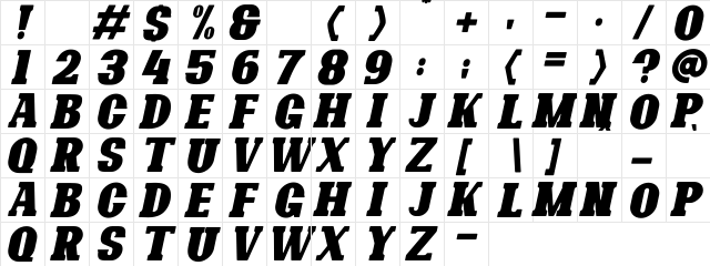 Bonaro Rounded Italic Demo Rounded Italic  glyph index