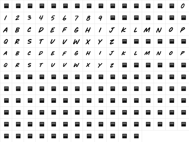 Play Time - Demo Regular  glyph index