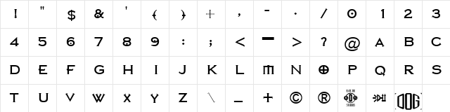 Nirvana Roman  glyph index