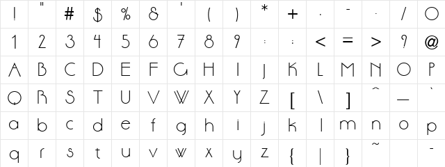 Arson Regular  glyph index