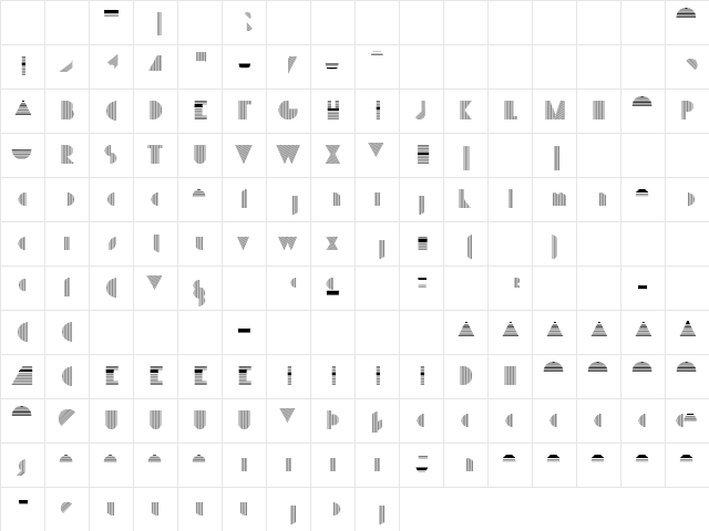 P22 Bifur E Regular  glyph index