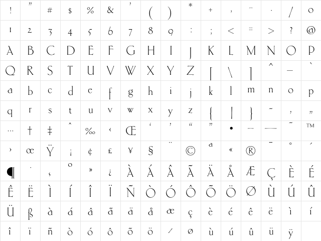 Ehmcke-HTF Regular  glyph index