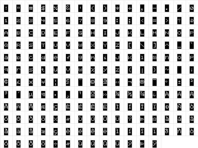 BubbledotICG CoarseNeg  glyph index