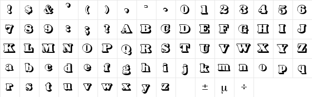 Nonamer 1 Regular  glyph index