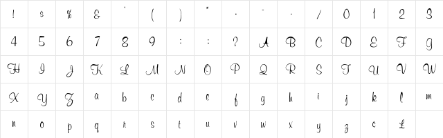 Muriel Regular  glyph index