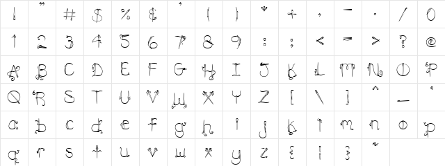 DJ Needles Regular  glyph index