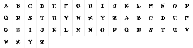 Lenappe Bold  glyph index