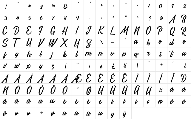 Santun Adab Regular  glyph index