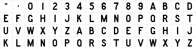 RemcoCommonGothic XPDF Regular  glyph index