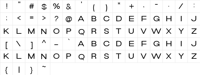 Naville DEMO Regular  glyph index