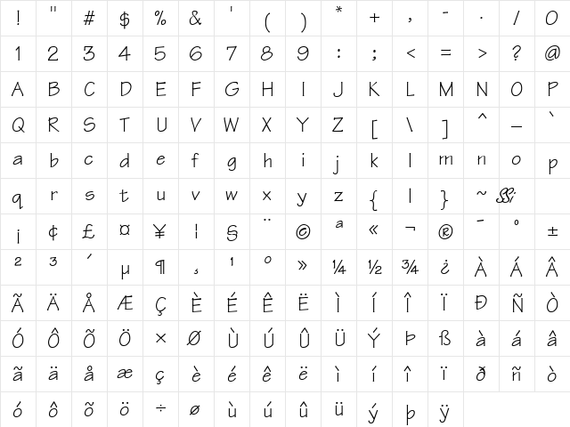 Manual SSi Regular  glyph index