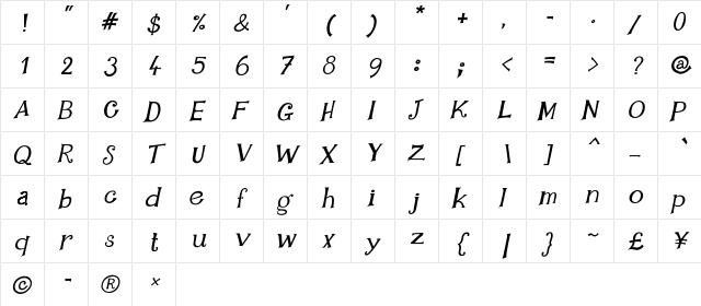 dzidzideco Regular  glyph index