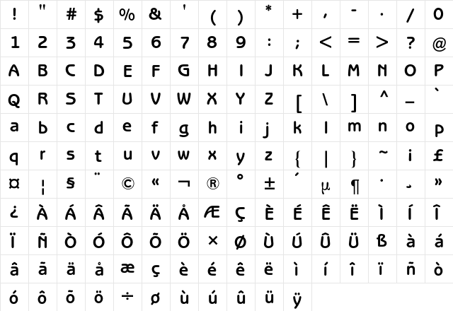 Benguiat Gothic BQ Regular  glyph index