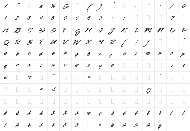 Rapier Plain  glyph index