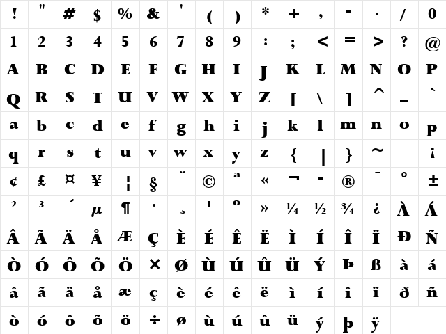 Lapidary333 Blk BT Black  glyph index