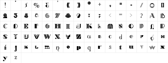 Art-Decorina Regular  glyph index