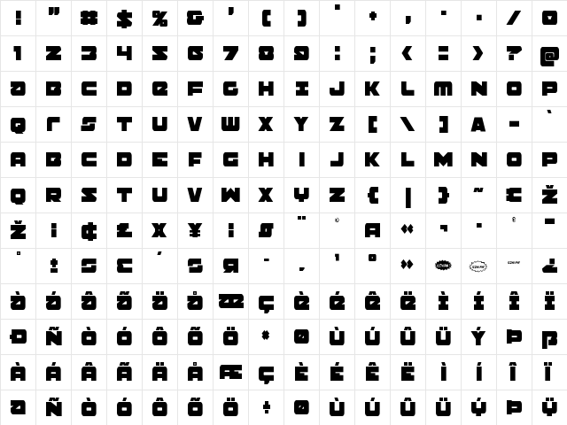 Banjin Condensed Condensed  glyph index