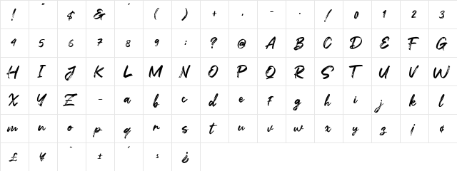 Flashing Regular  glyph index