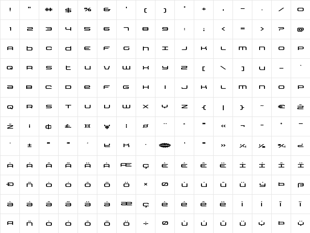 Nextwave Expanded Expanded  glyph index