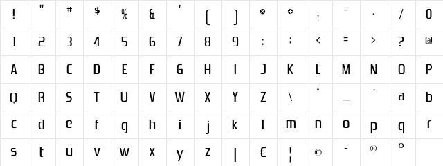 DS ZrnicC Regular  glyph index