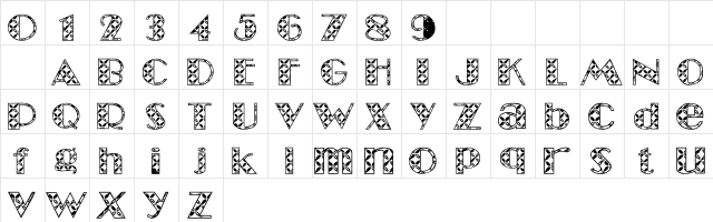 101! Floral Fill Regular  glyph index