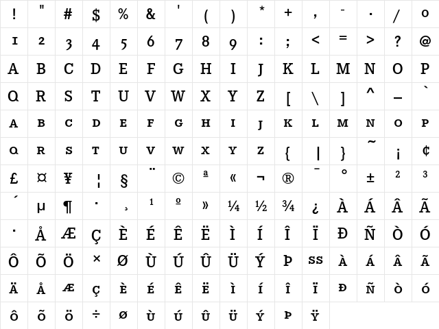 CorporateESC Demi  glyph index