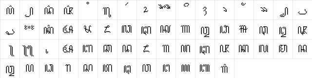 JavaneseHierogly Medium  glyph index