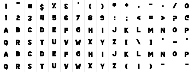 Wozcott Regular  glyph index
