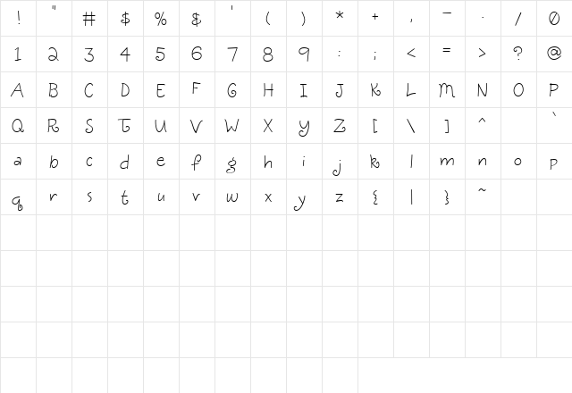 Scrap Baby Regular  glyph index
