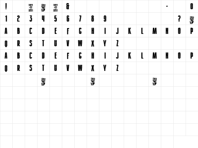 Santa Monica Regular  glyph index