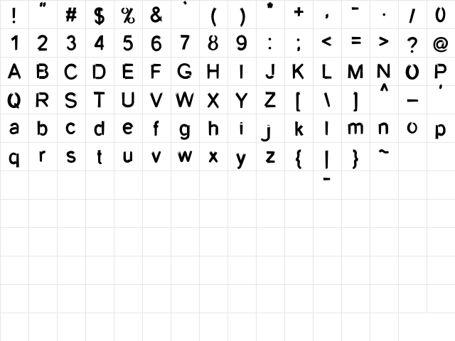 Better ghost Regular  glyph index