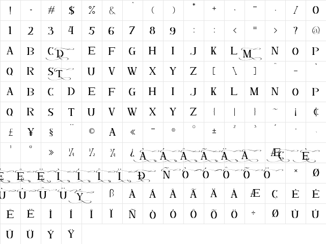 DALMANTI Regular  glyph index