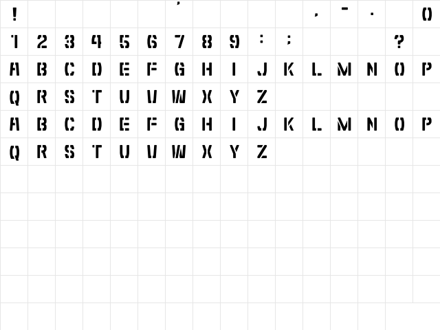 Shibuya Zero Regular  glyph index