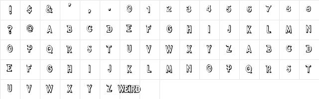 Weird Regular  glyph index
