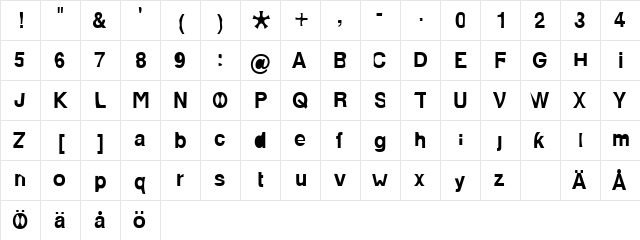 Paolo Normal  glyph index