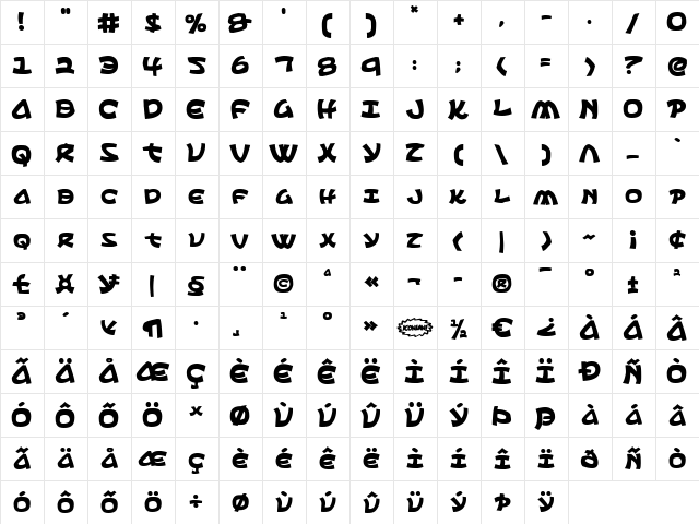 Ephesian Bold Bold  glyph index