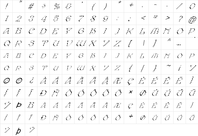 FZ JAZZY 20 STRIPED ITALIC Normal  glyph index