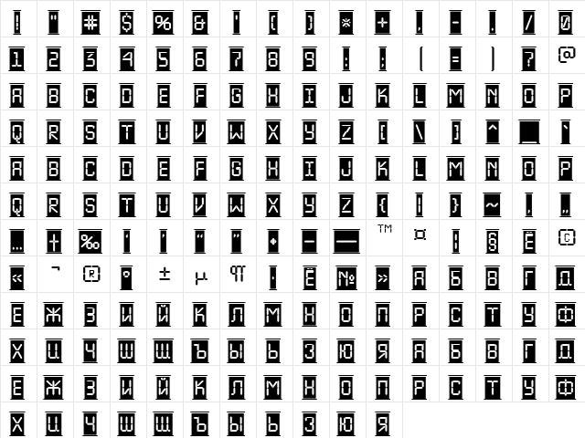 a_LCDNovaCmFr Regular  glyph index