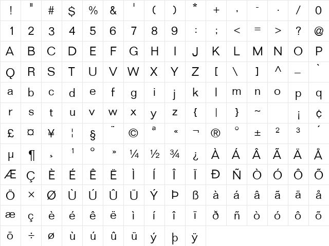 FoldMdrnLgtDB Normal  glyph index