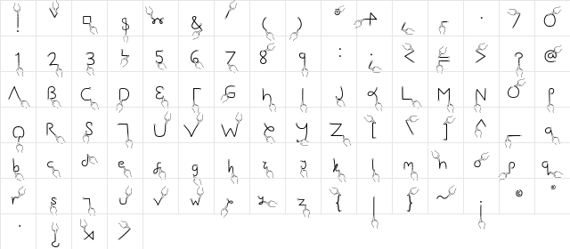Gesture Regular  glyph index