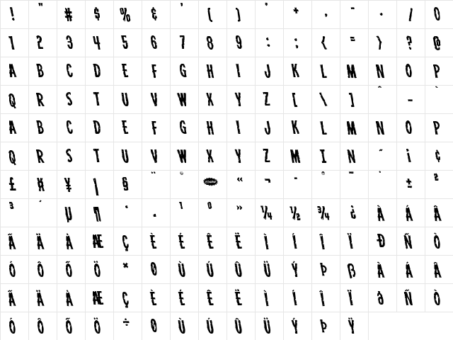 Carnival Corpse Leftalic Italic  glyph index