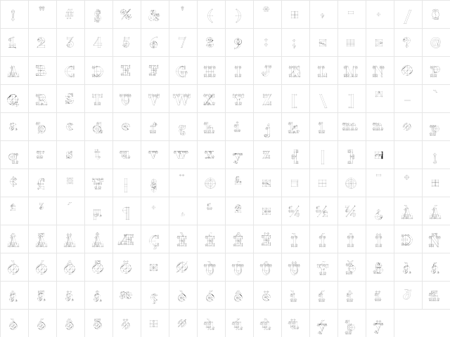 Rubino Serif Guides Regular  glyph index