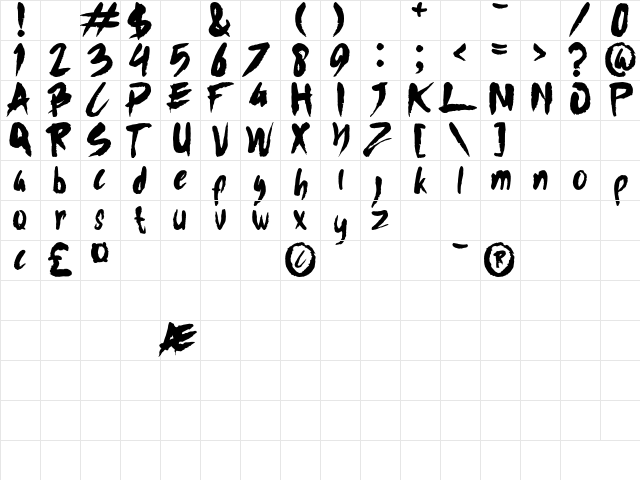 Fishpond DEMO Regular  glyph index