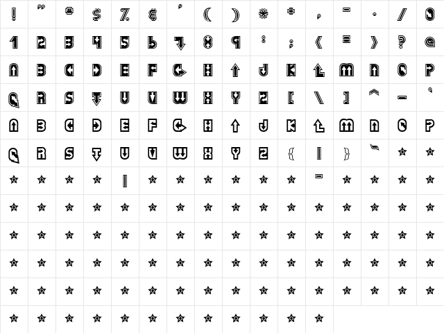 Dazey Regular  glyph index
