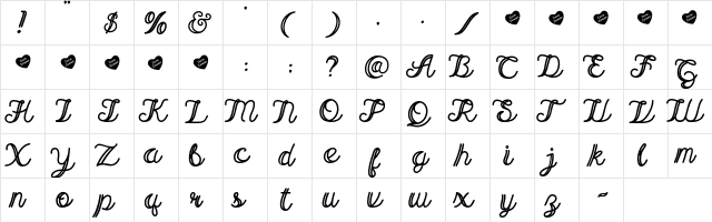 The Secret Love Med Double Line Regular  glyph index