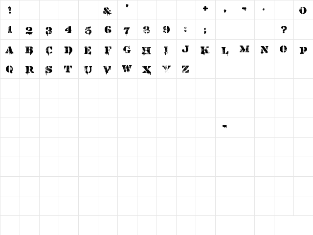 Restricted Area Regular  glyph index