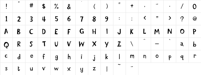 Rendezvous Regular  glyph index